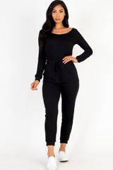 Tie Waist Long Sleeve Jumpsuit | Mixtshop LLC