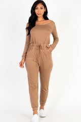 Tie Waist Long Sleeve Jumpsuit | Mixtshop LLC