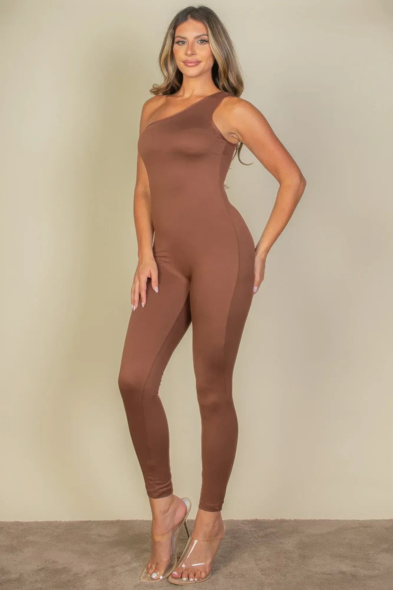 Solid Color One Shoulder Jumpsuit | Mixtshop LLC