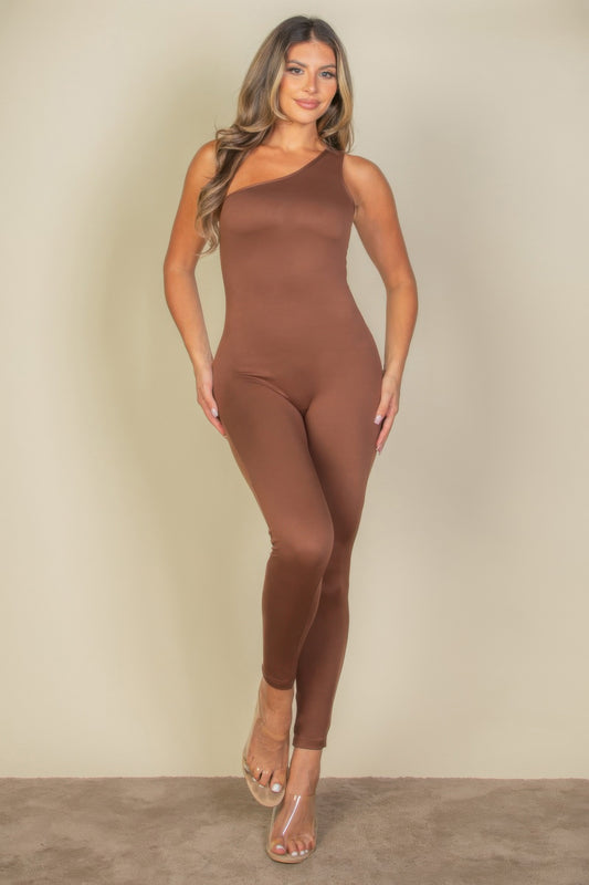Solid Color One Shoulder Jumpsuit | Mixtshop LLC