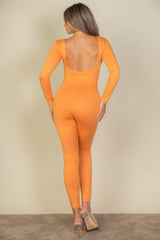 Scoop Neck Long Sleeve Bodycon Jumpsuit | Mixtshop LLC
