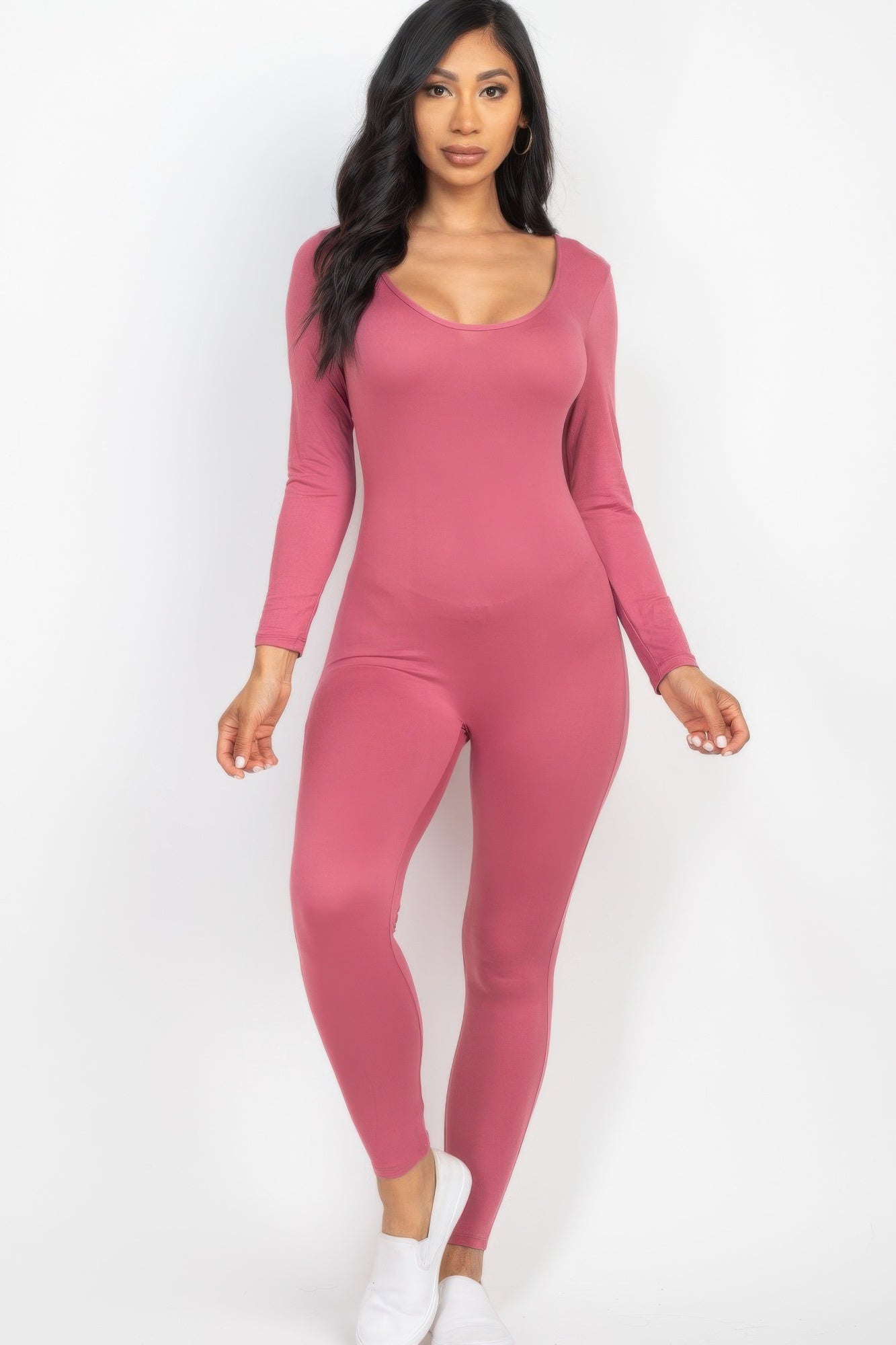 Scoop Neck Long Sleeve Bodycon Jumpsuit | Mixtshop LLC