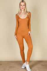 Scoop Neck Long Sleeve Bodycon Jumpsuit | Mixtshop LLC
