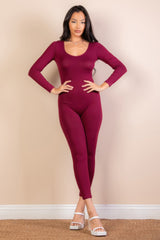 Scoop Neck Long Sleeve Bodycon Jumpsuit | Mixtshop LLC