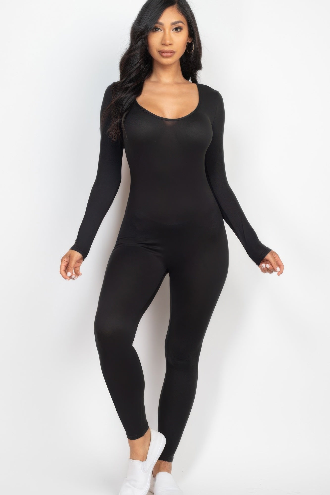 Scoop Neck Long Sleeve Bodycon Jumpsuit | Mixtshop LLC