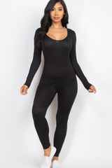 Scoop Neck Long Sleeve Bodycon Jumpsuit | Mixtshop LLC