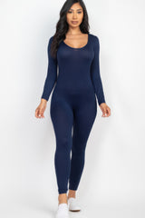 Scoop Neck Long Sleeve Bodycon Jumpsuit | Mixtshop LLC