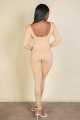 Scoop Neck Long Sleeve Bodycon Jumpsuit | Mixtshop LLC