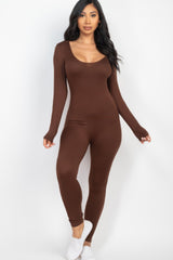 Scoop Neck Long Sleeve Bodycon Jumpsuit | Mixtshop LLC