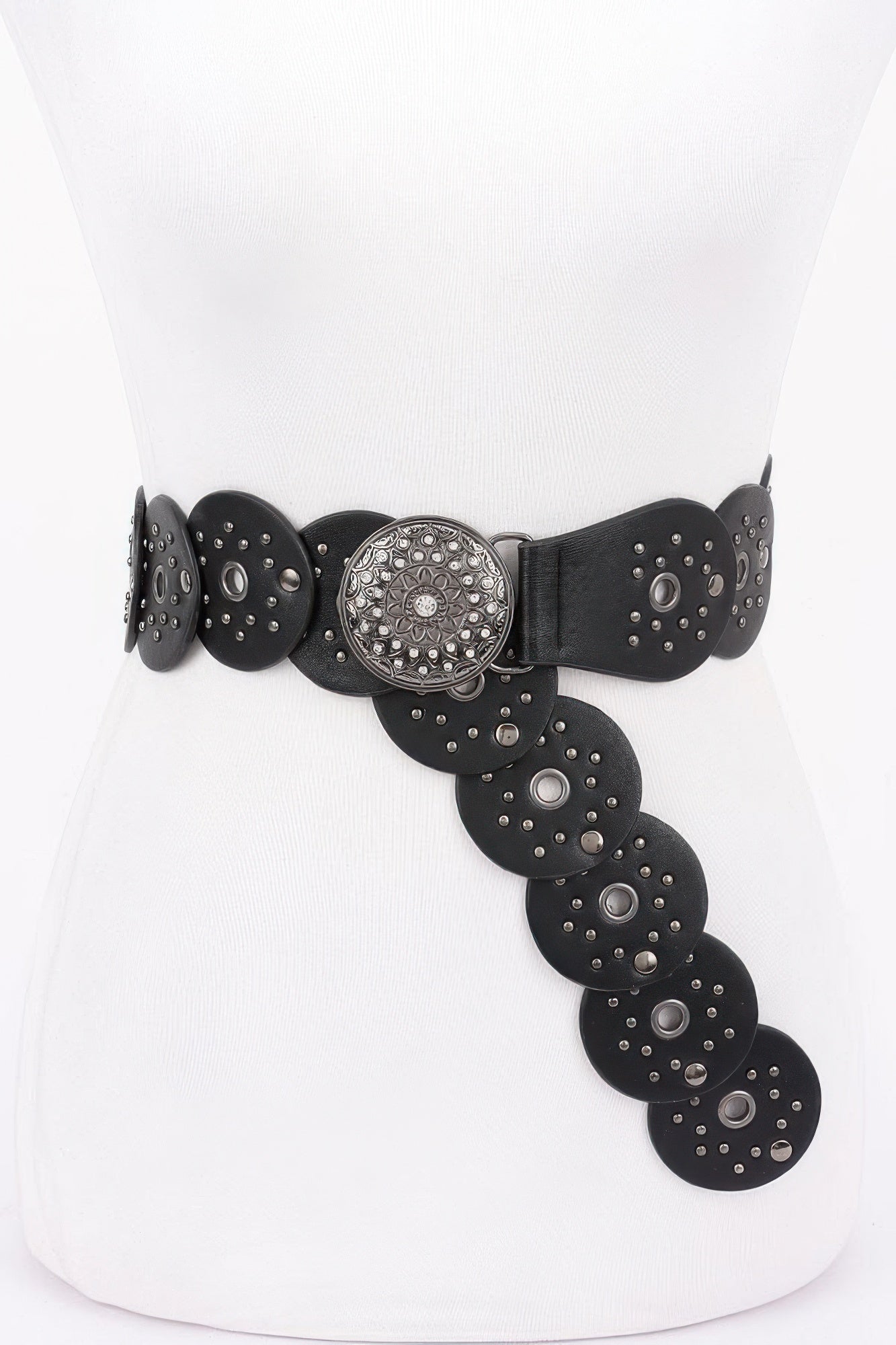 Multi Metal Round Pu Vintage Belt | Mixtshop LLC