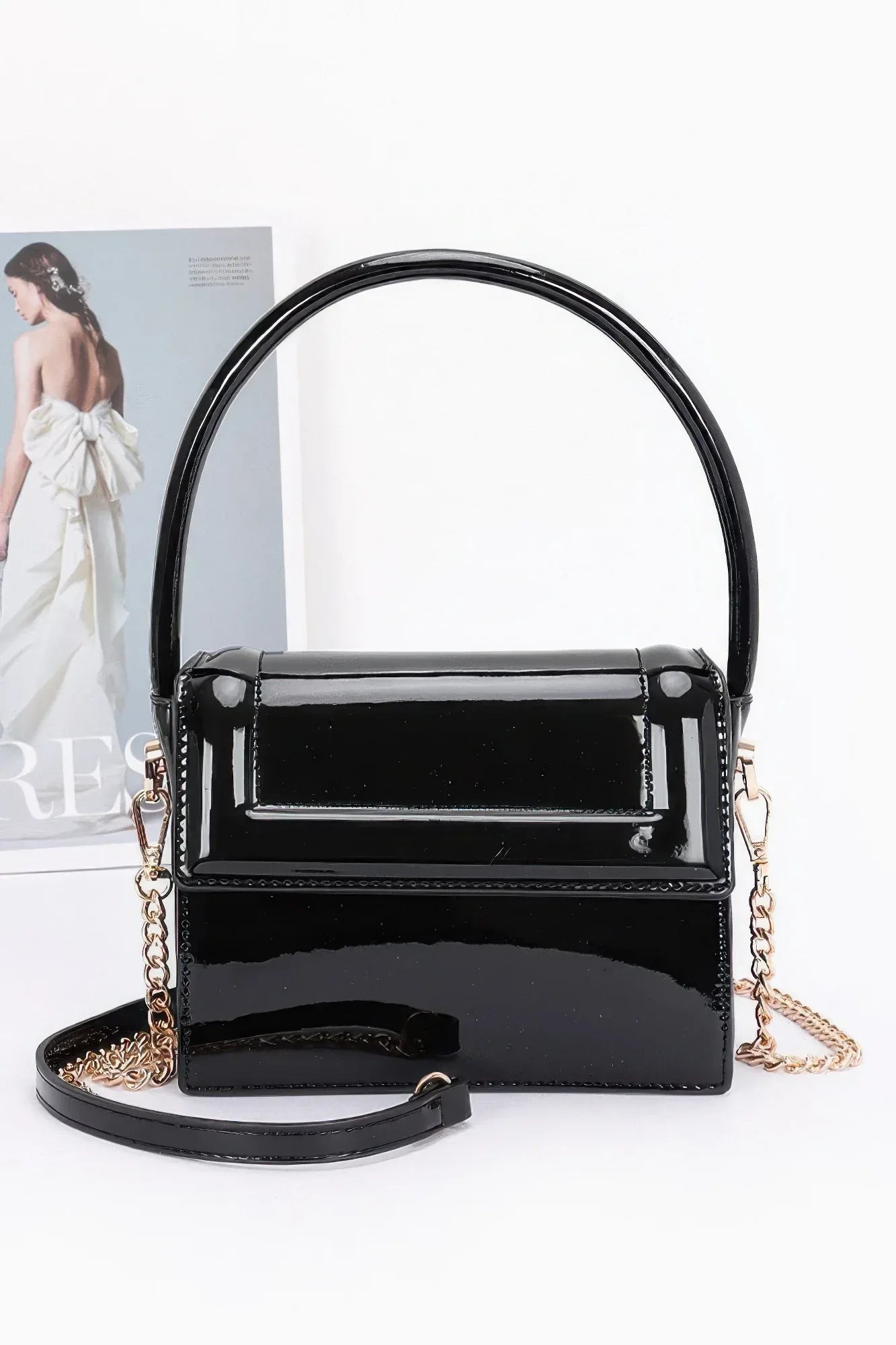 Enamel Top Handle Flap Bag | Mixtshop LLC Main image