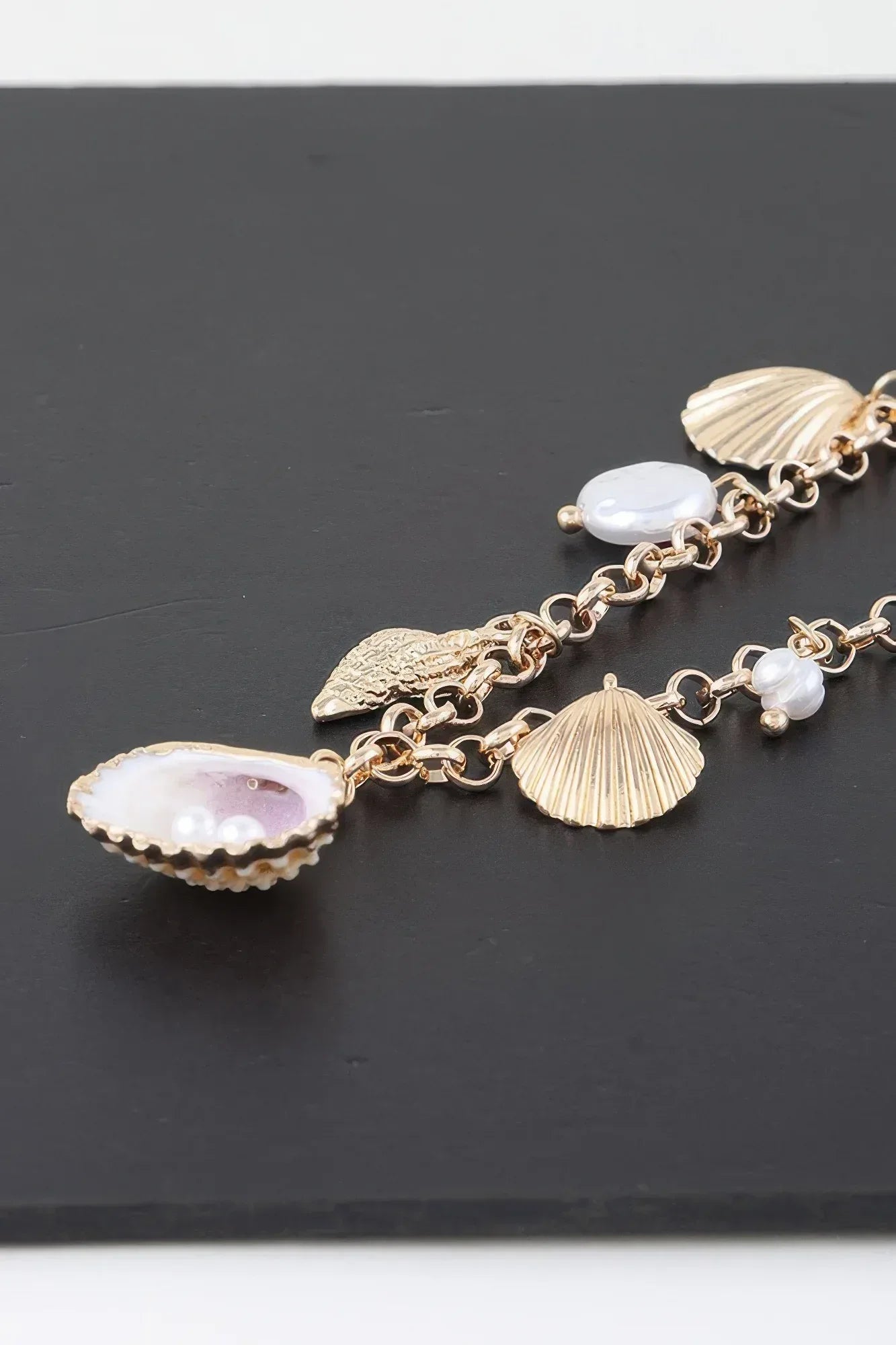 Multi Pearl N Shell Charm Necklace | Mixtshop LLC