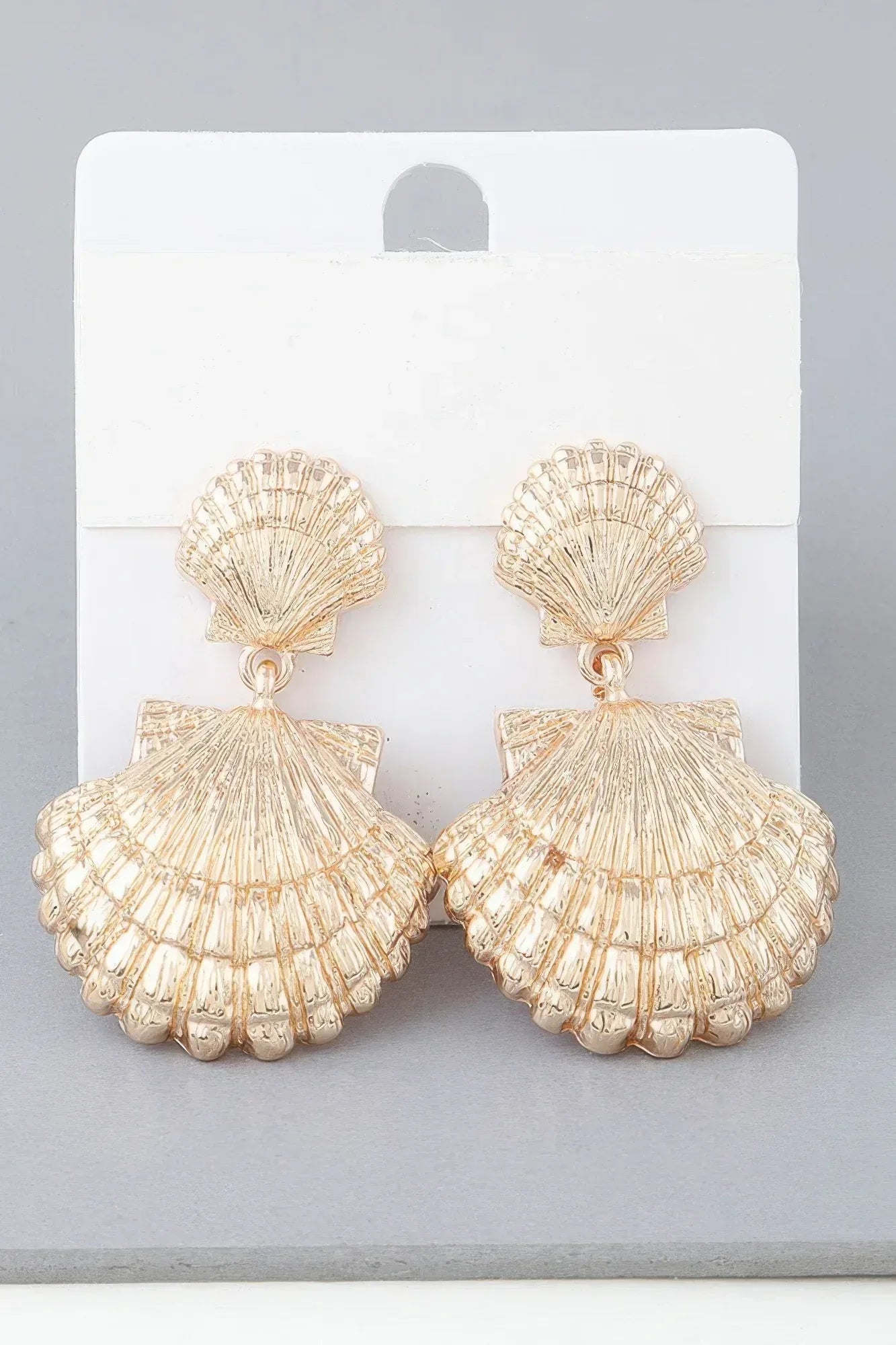 Double Clamshell Drop Earrings | Mixtshop LLC Main image