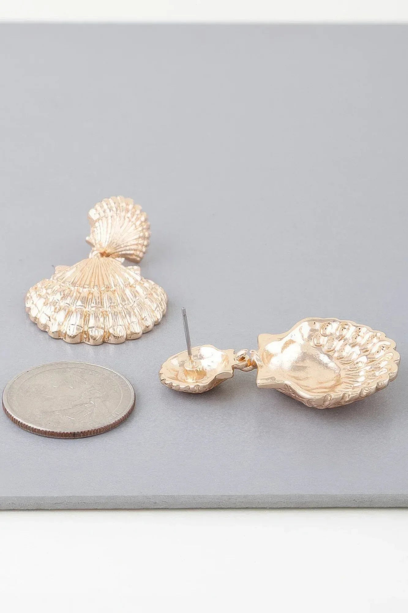Double Clamshell Drop Earrings Secondary image