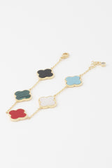 Multi Stone Clover Charm Bracelet | Mixtshop LLC