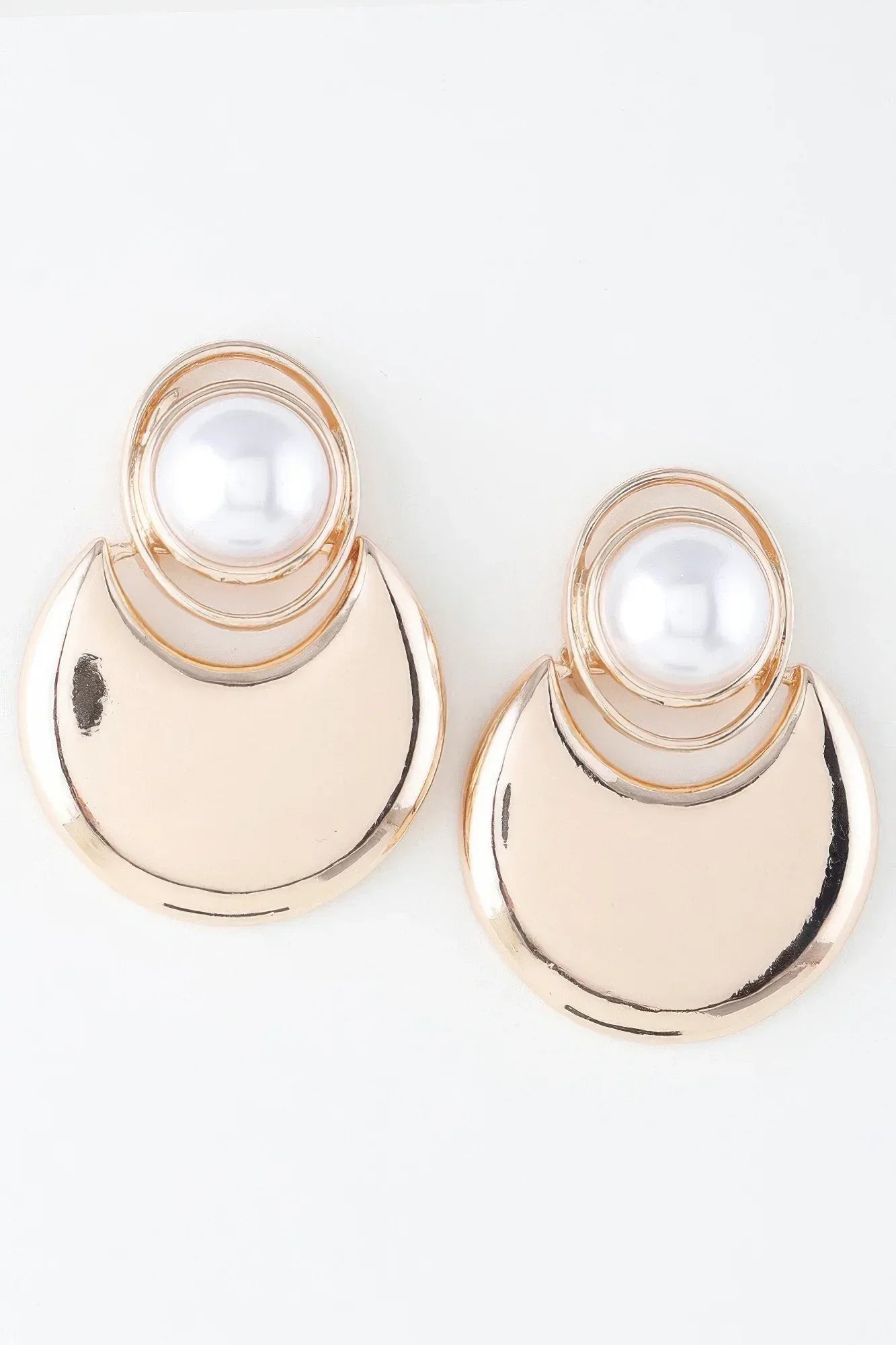 Modern Pearl Crescent Drop Earrings | Mixtshop LLC Main image