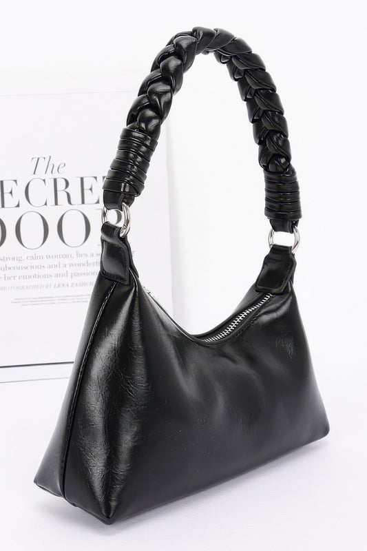 Faux Leather Braided Strap Shoulder Bag | Mixtshop LLC