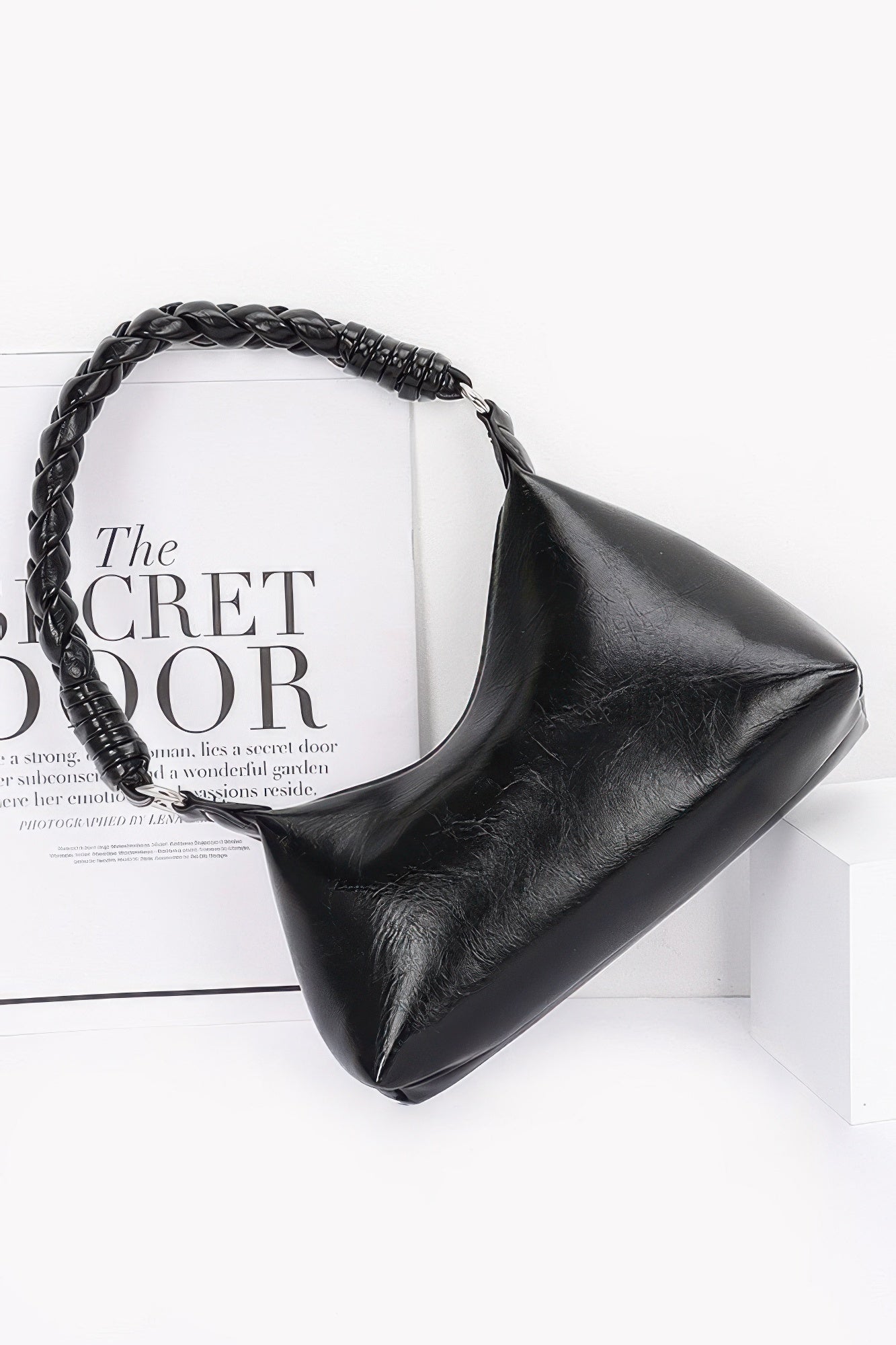 Faux Leather Braided Strap Shoulder Bag | Mixtshop LLC