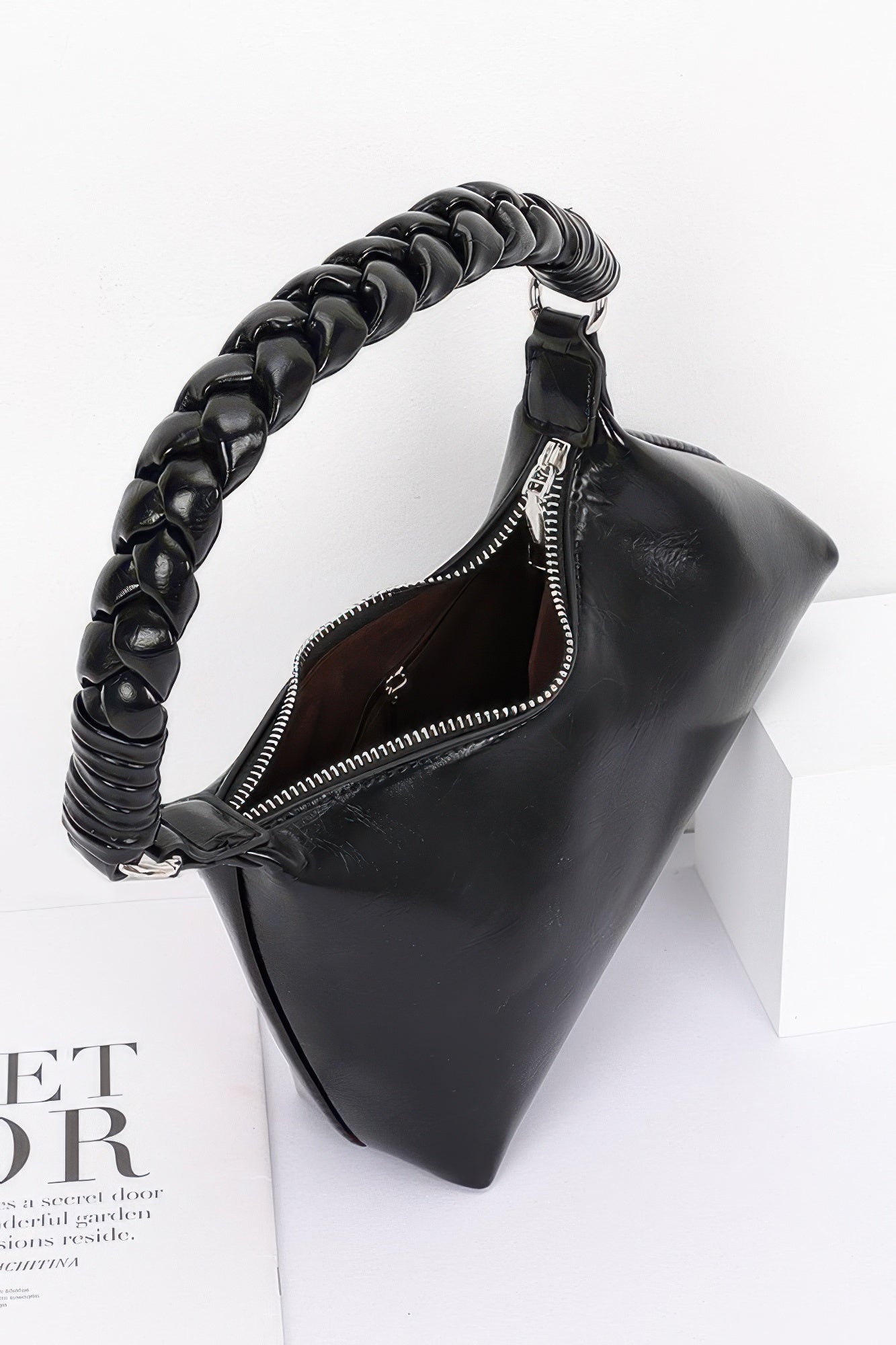 Faux Leather Braided Strap Shoulder Bag | Mixtshop LLC