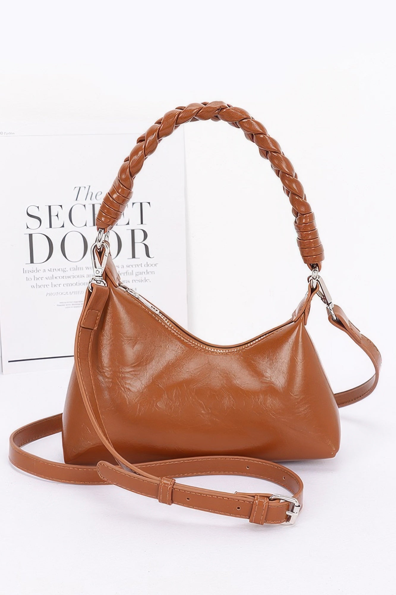 Faux Leather Braided Strap Shoulder Bag | Mixtshop LLC