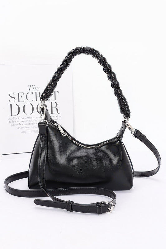 Faux Leather Braided Strap Shoulder Bag | Mixtshop LLC