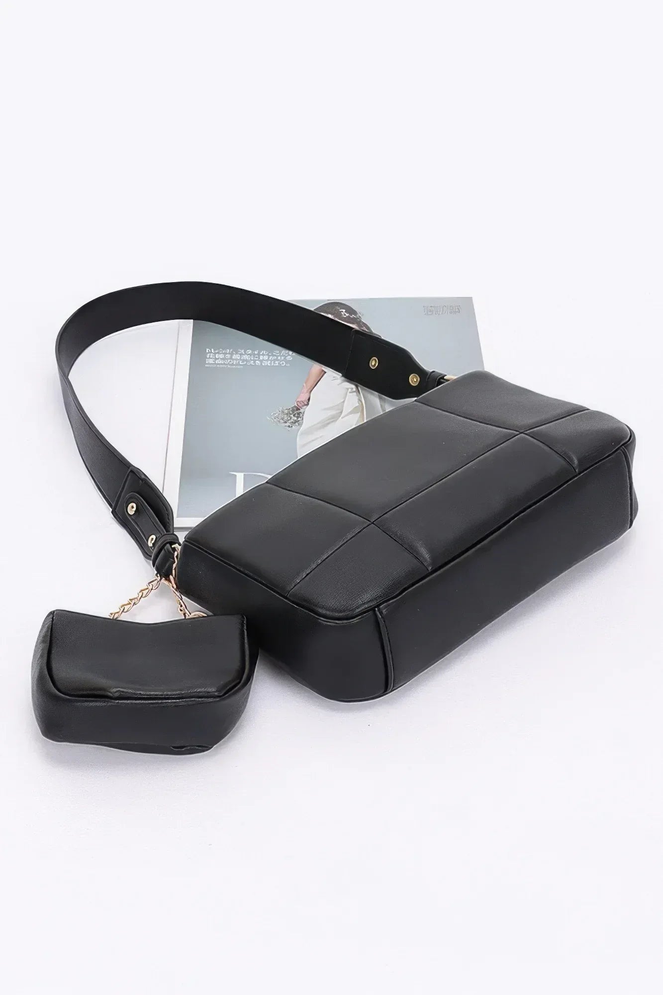Quilted Faux Leather Shoulder Bag W/ Airpod Bag | Mixtshop LLC