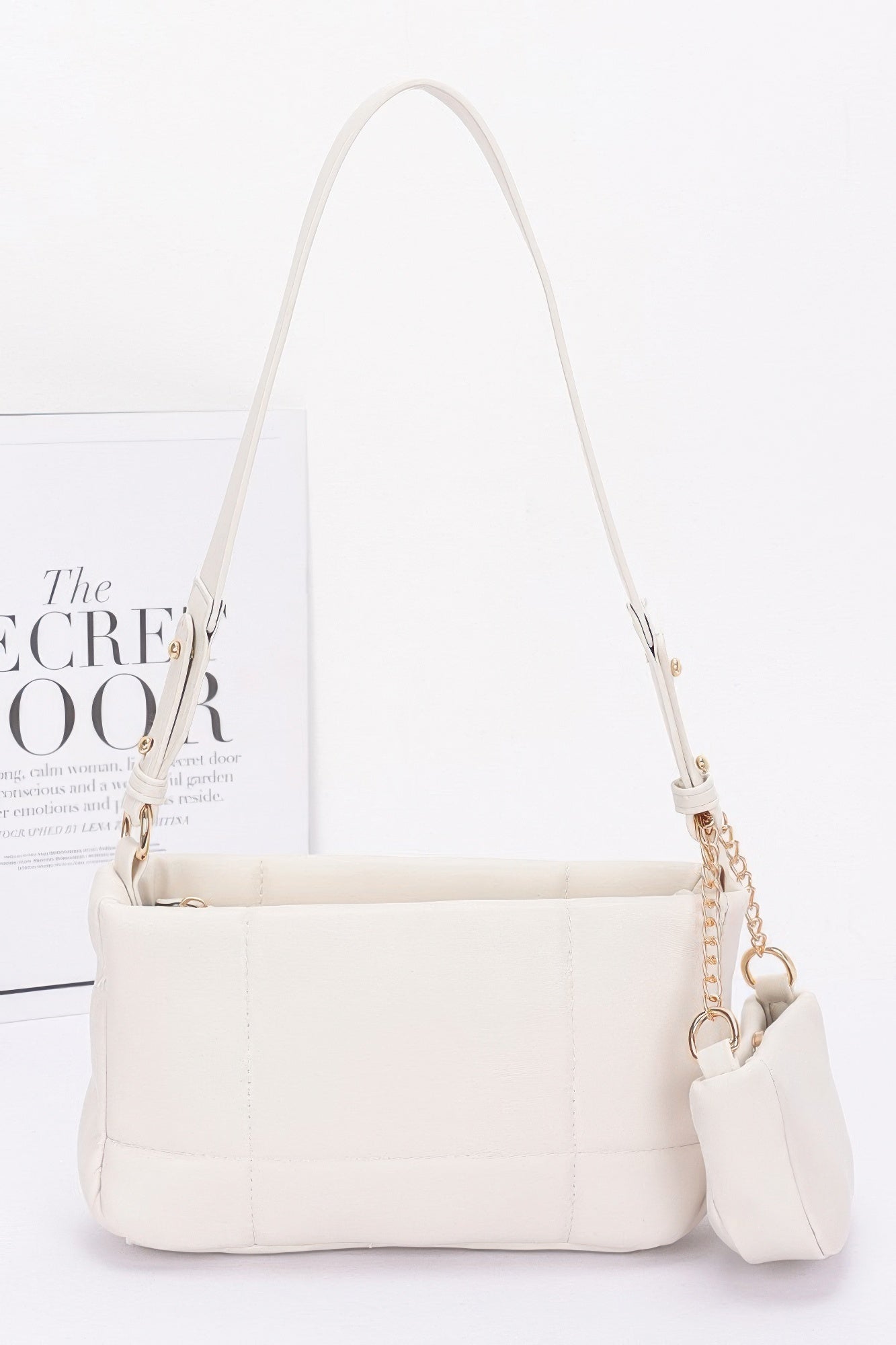 Quilted Faux Leather Shoulder Bag W/ Airpod Bag | Mixtshop LLC