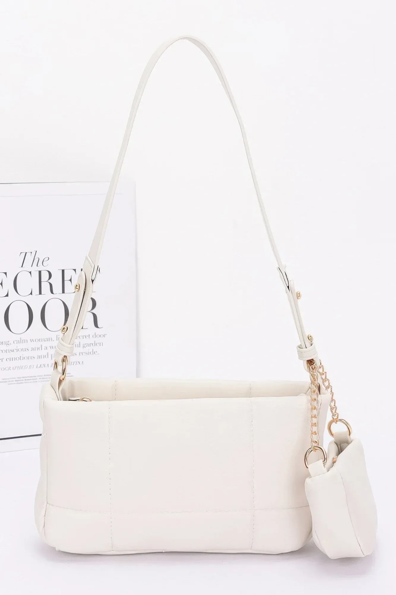 Quilted Faux Leather Shoulder Bag W/ Airpod Bag | Mixtshop LLC