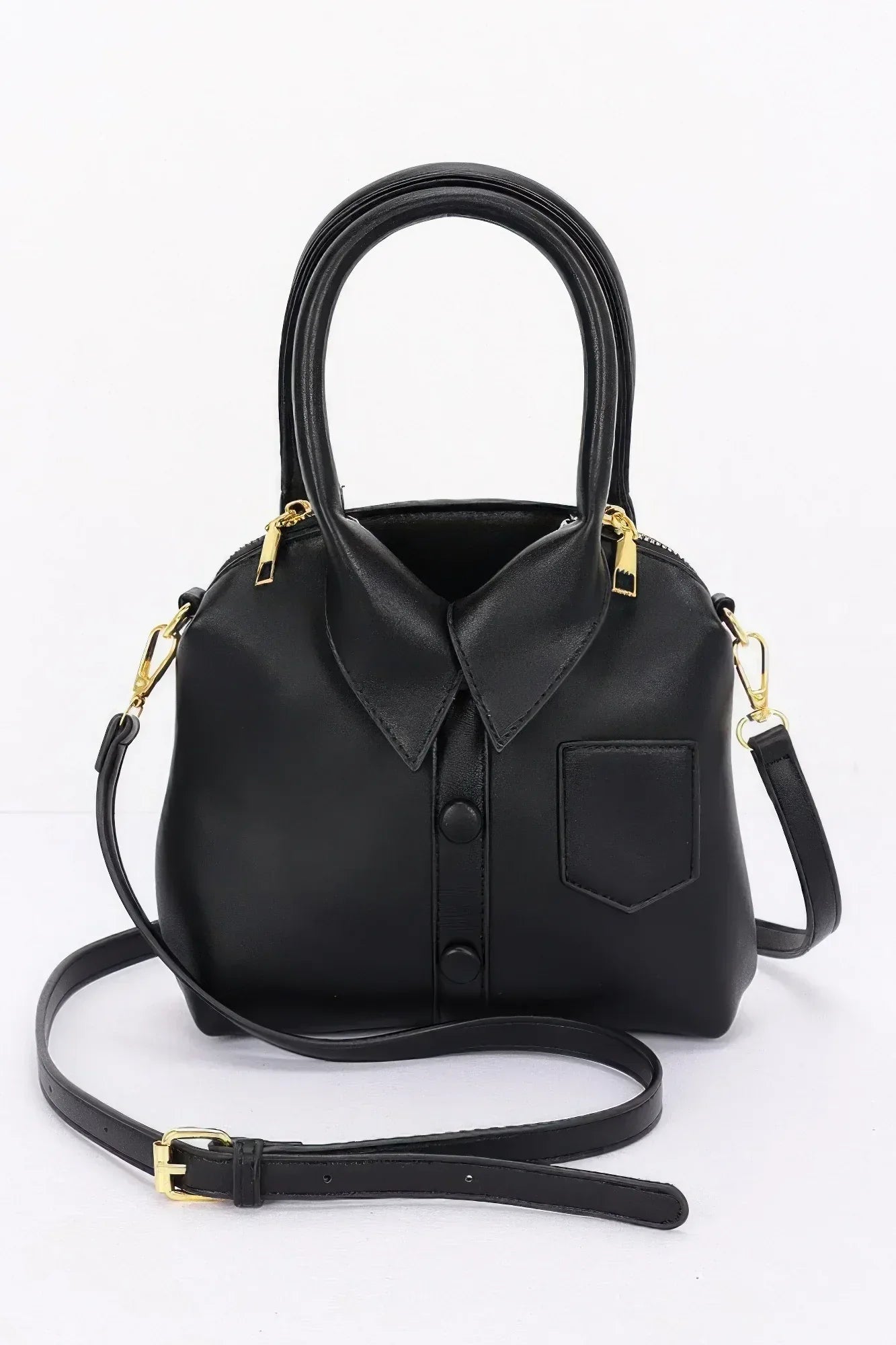 Faux Leather Shirt Style Top Handle Bag | Mixtshop LLC Main image