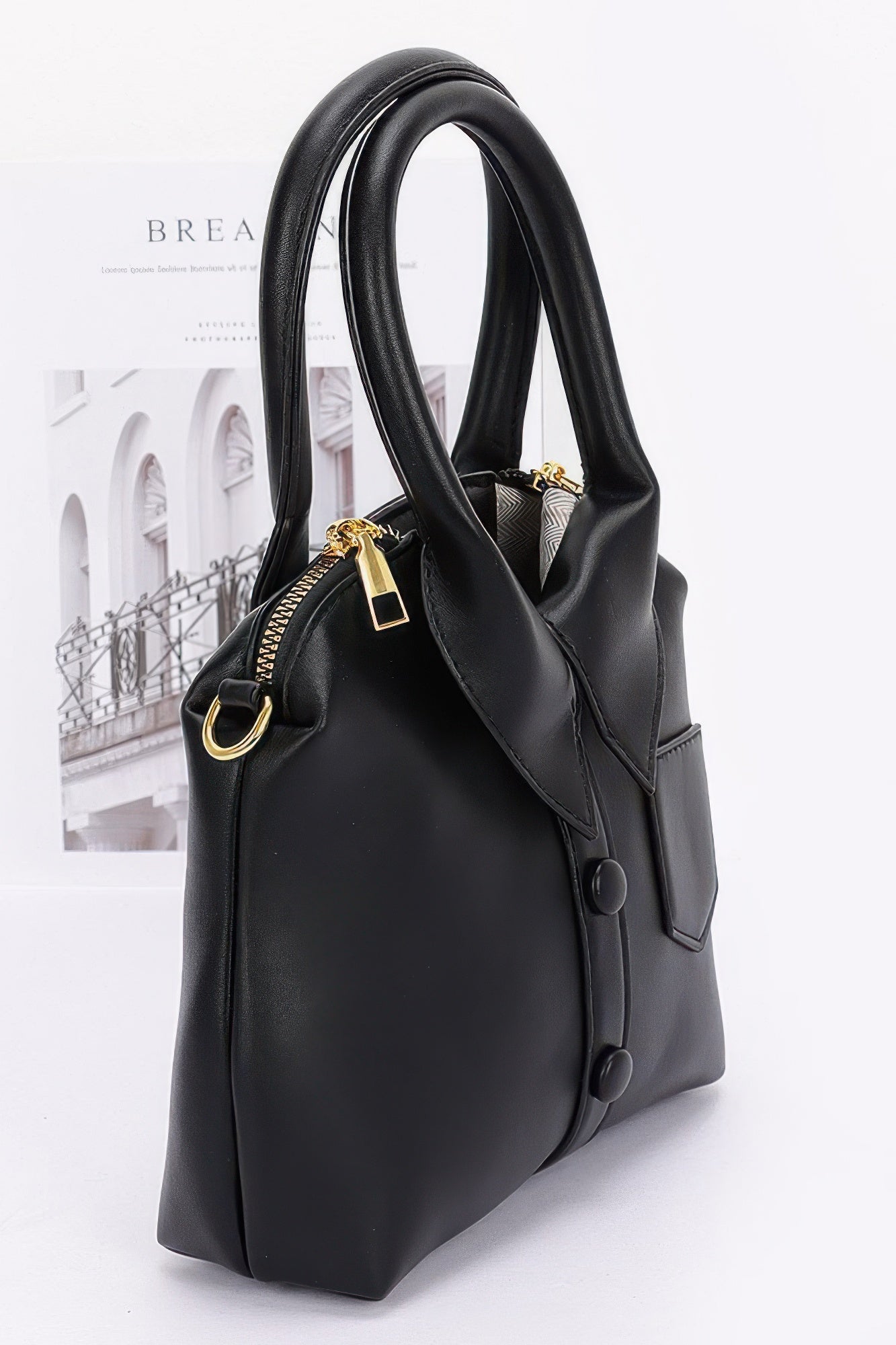 Faux Leather Shirt Style Top Handle Bag | Mixtshop LLC