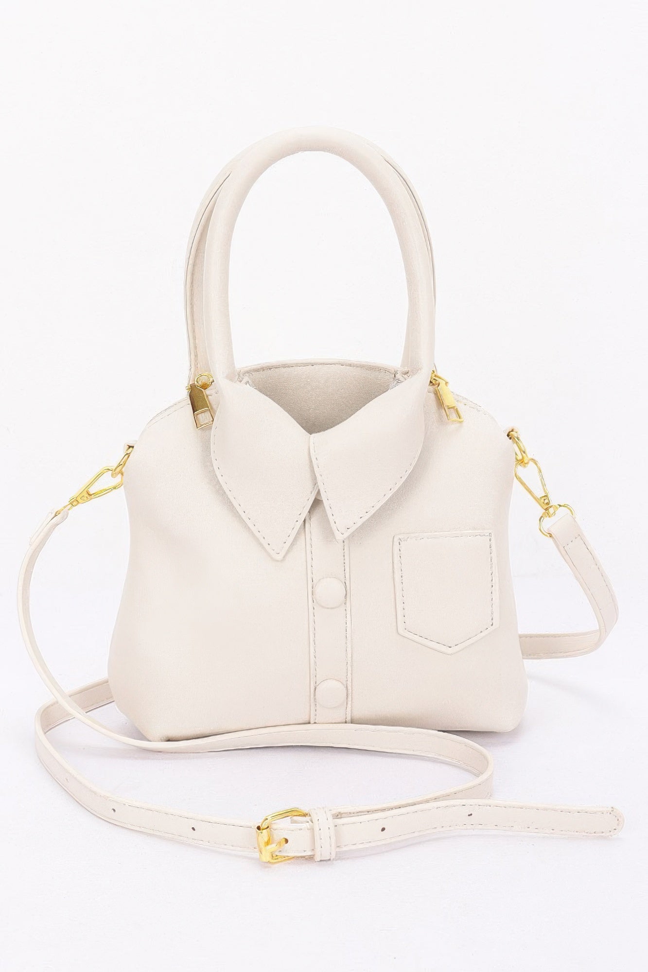 Faux Leather Shirt Style Top Handle Bag | Mixtshop LLC