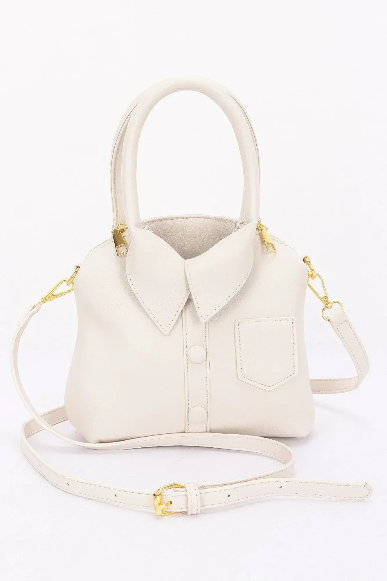 Faux Leather Shirt Style Top Handle Bag | Mixtshop LLC