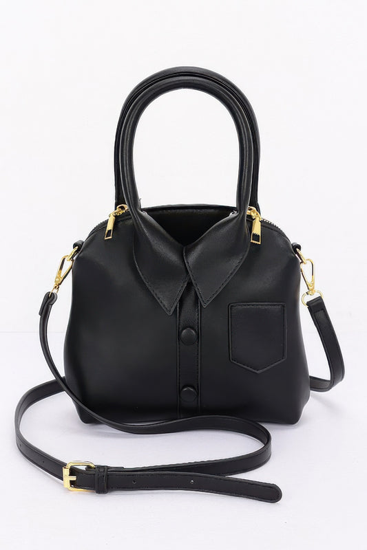 Faux Leather Shirt Style Top Handle Bag | Mixtshop LLC