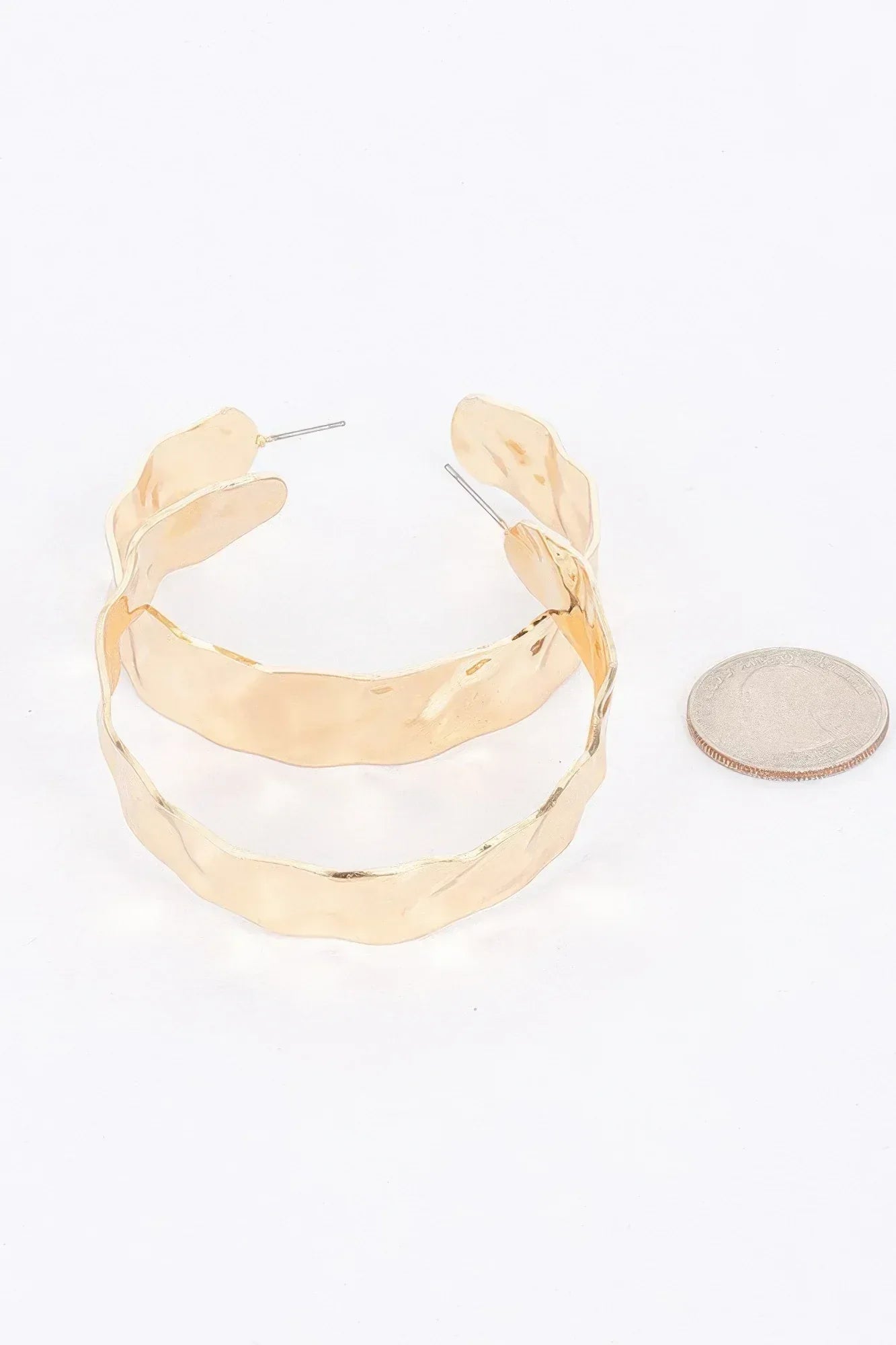 Gold Plated Wide Metal Hoop Earring Secondary image