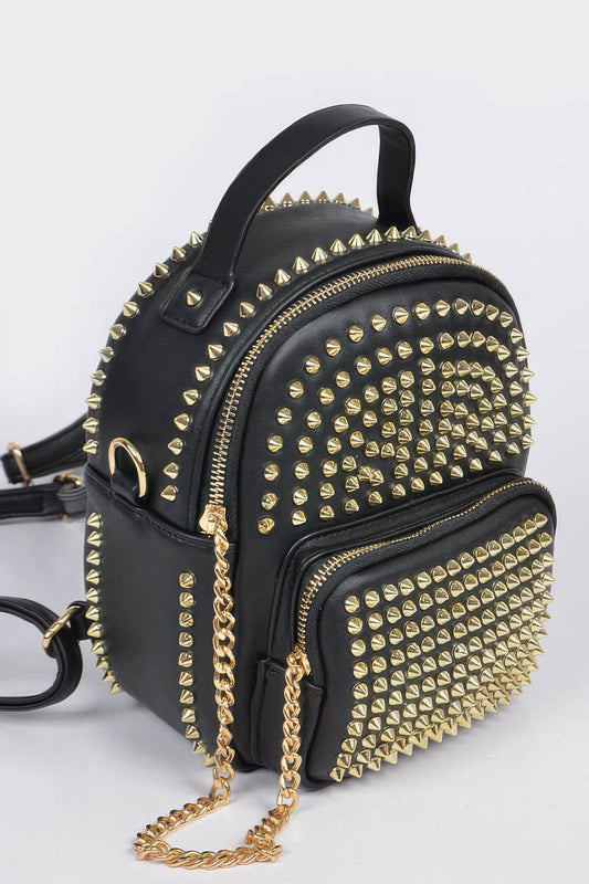 Studded Backpack With Chain Zippier | Mixtshop LLC
