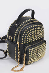 Studded Backpack With Chain Zippier | Mixtshop LLC