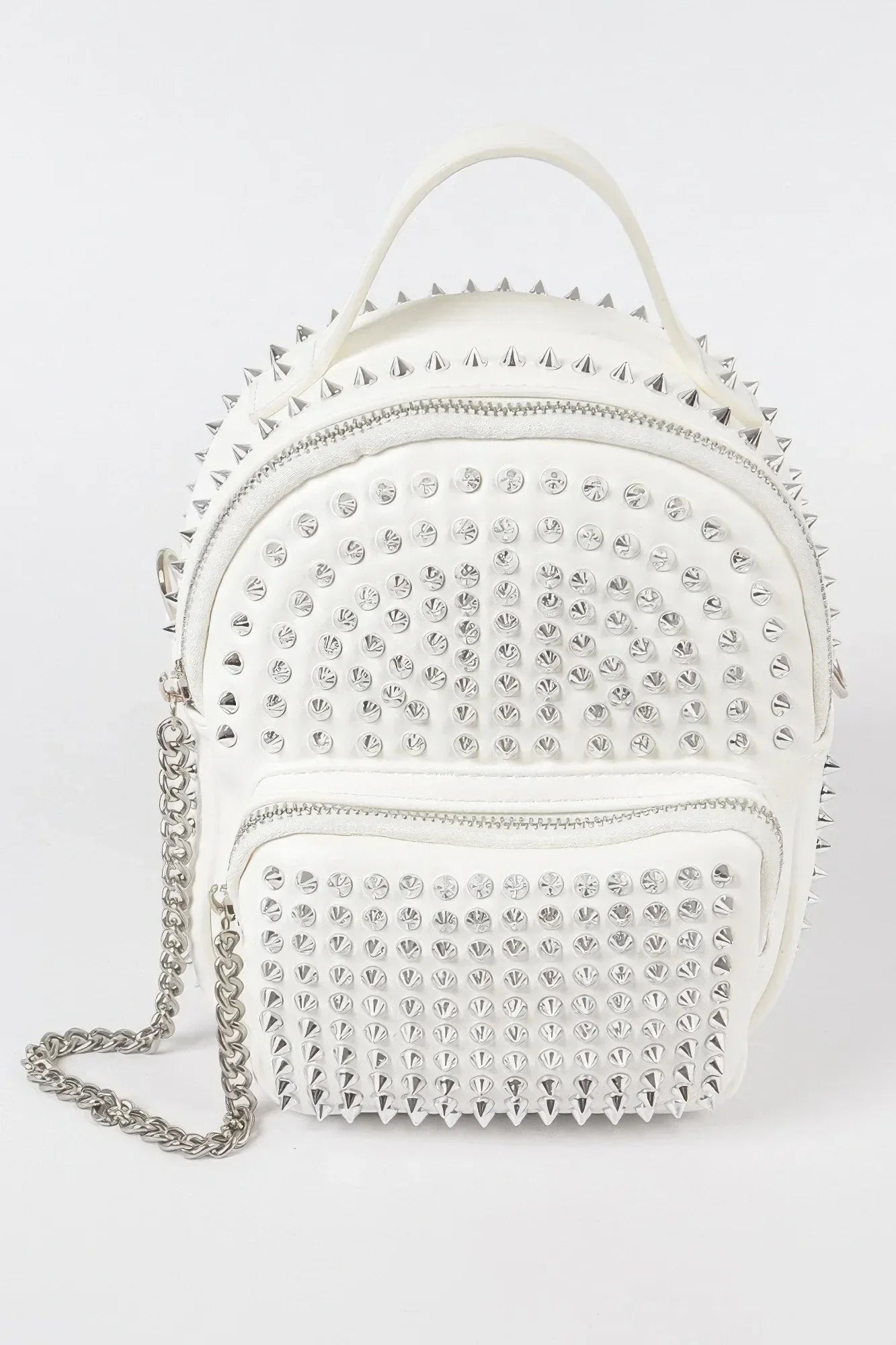 Studded Backpack With Chain Zippier | Mixtshop LLC