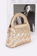 Faux Metallic Leather Braided Embossed Handle Bag | Mixtshop LLC