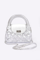 Faux Metallic Leather Braided Embossed Handle Bag | Mixtshop LLC