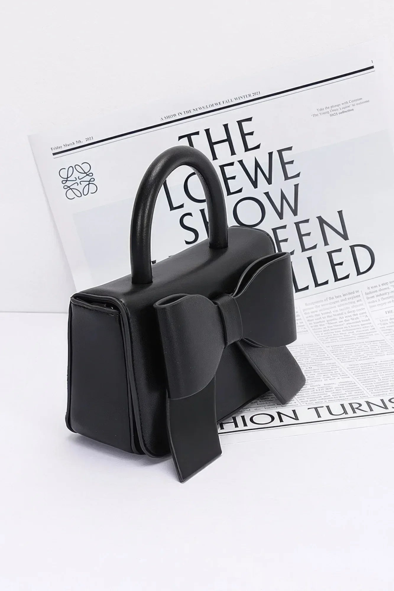 Faux Leather Ribbon Top Handle Bag Secondary image