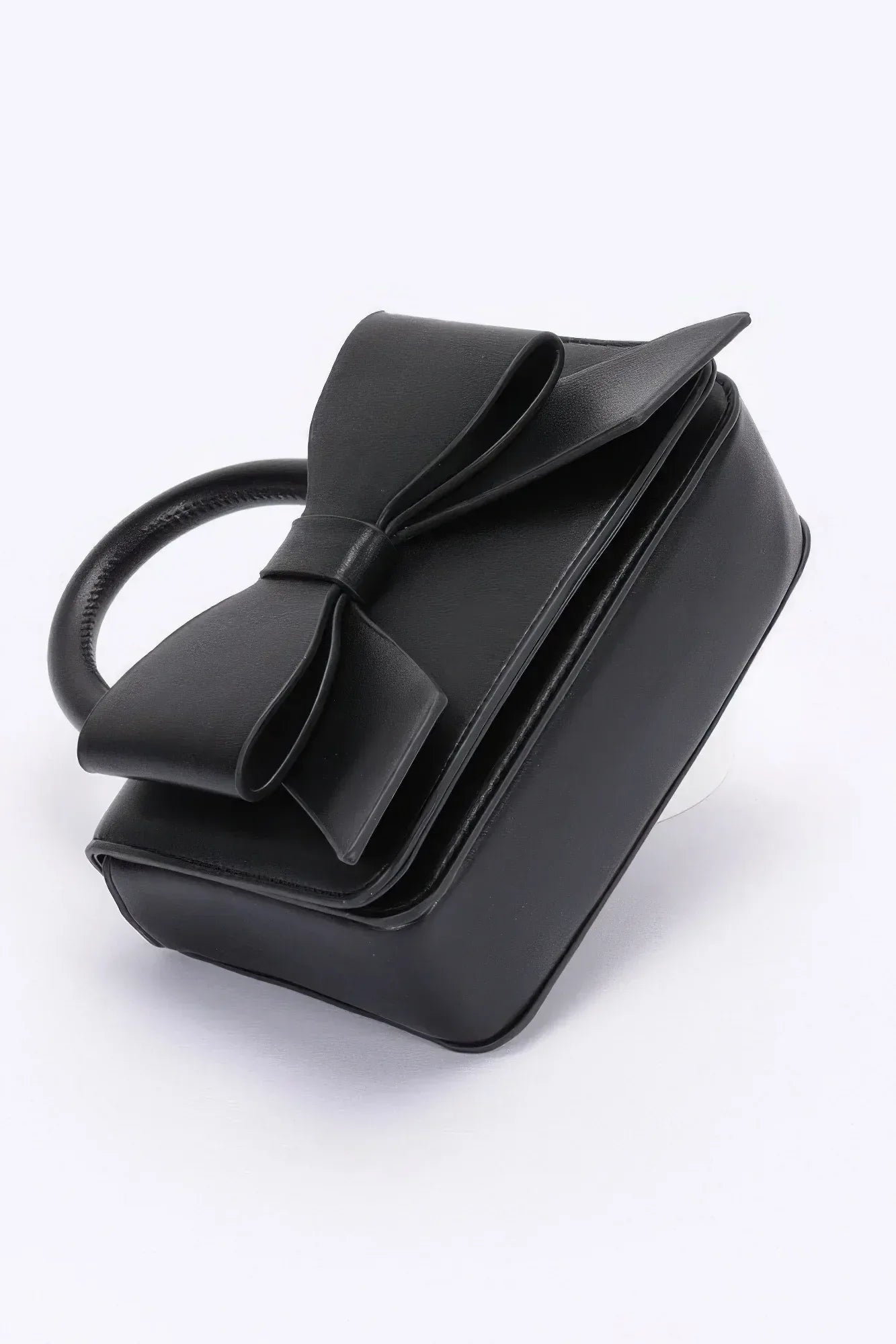 Faux Leather Ribbon Top Handle Bag | Mixtshop LLC