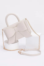 Faux Leather Ribbon Top Handle Bag | Mixtshop LLC