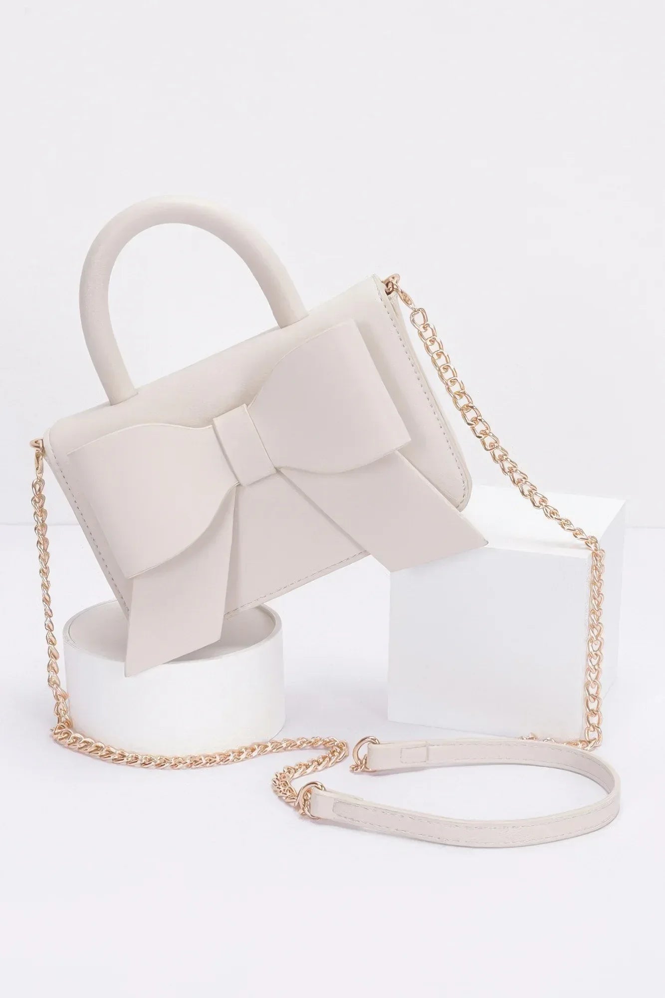Faux Leather Ribbon Top Handle Bag | Mixtshop LLC