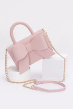 Faux Leather Ribbon Top Handle Bag | Mixtshop LLC