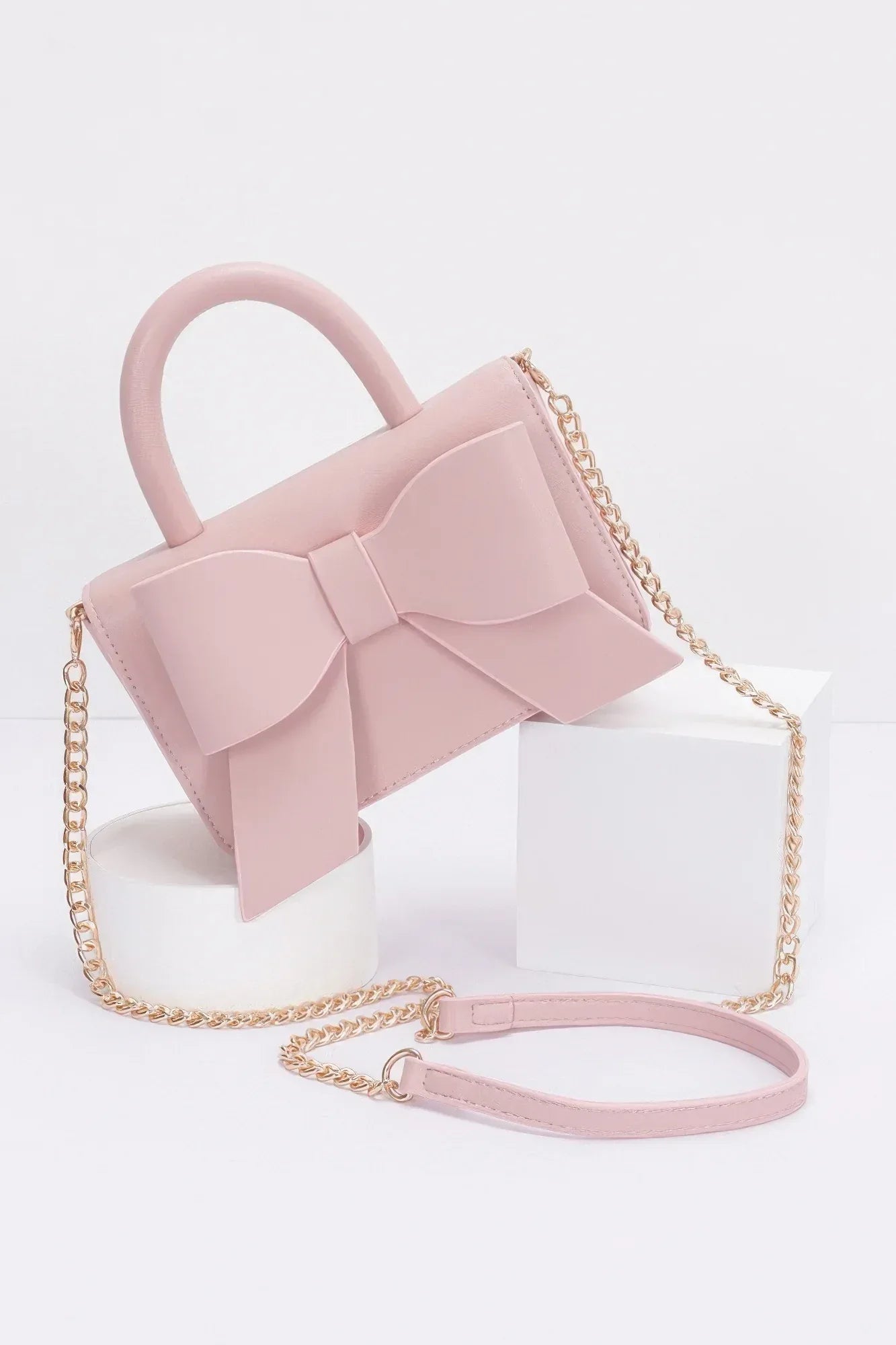 Faux Leather Ribbon Top Handle Bag | Mixtshop LLC