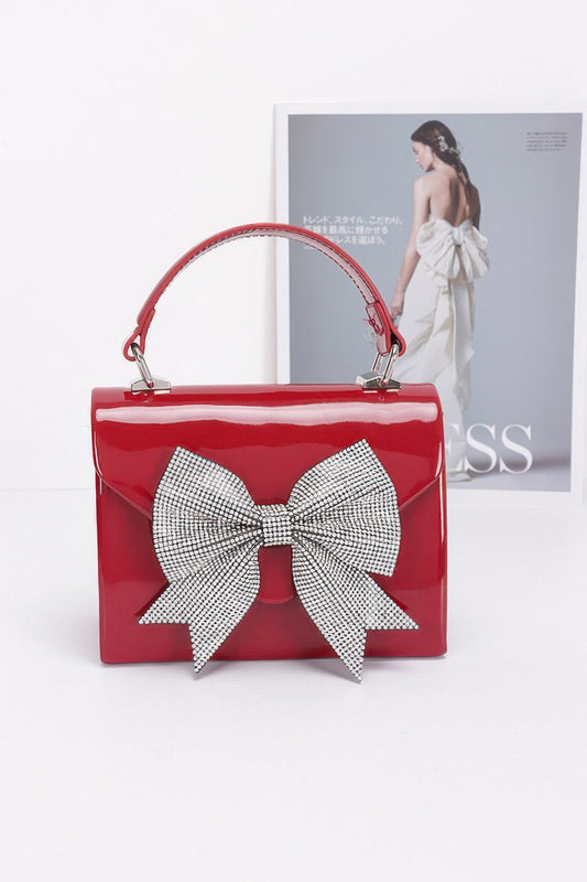 Enamel Rhinestone Ribbon Top Handle Clutch | Mixtshop LLC