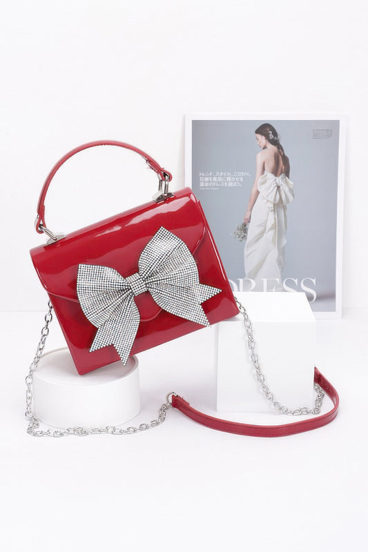 Enamel Rhinestone Ribbon Top Handle Clutch | Mixtshop LLC