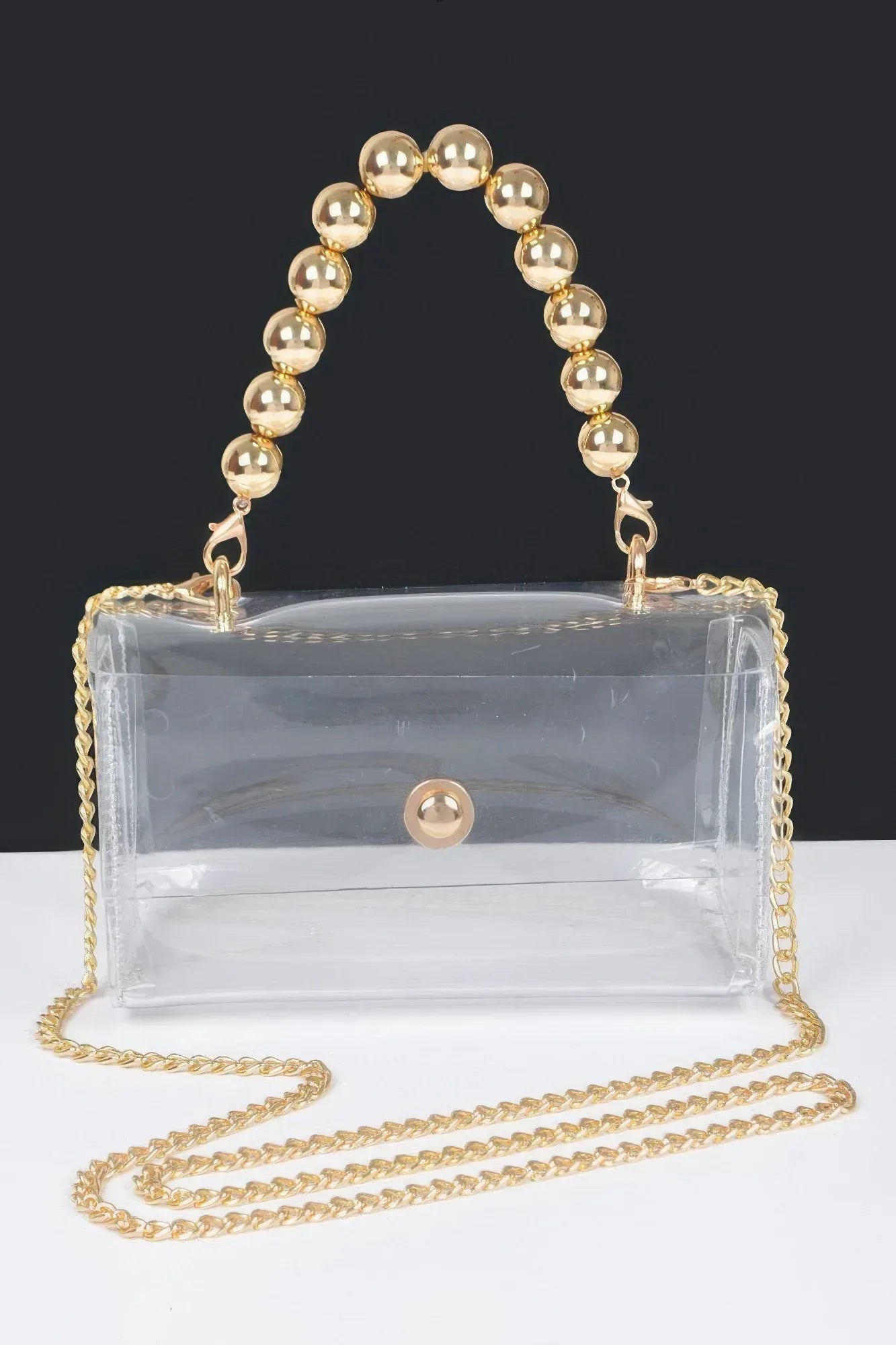 Transparent Ccb Handle Flap Clutch | Mixtshop LLC Main image