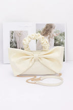 Nylon Top Handle Bag With Bow Front Clutch | Mixtshop LLC