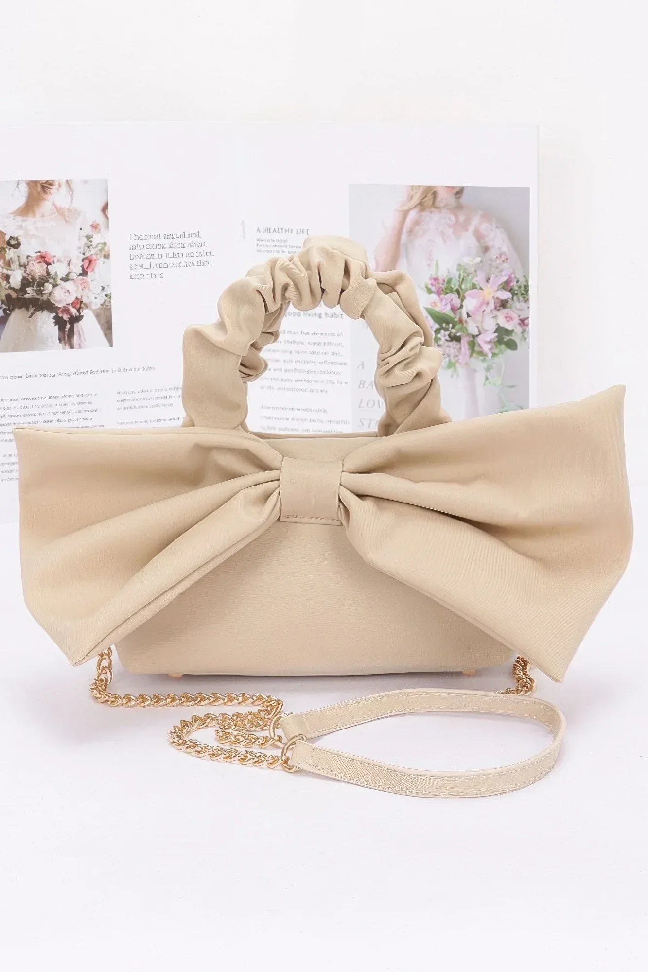 Nylon Top Handle Bag With Bow Front Clutch | Mixtshop LLC